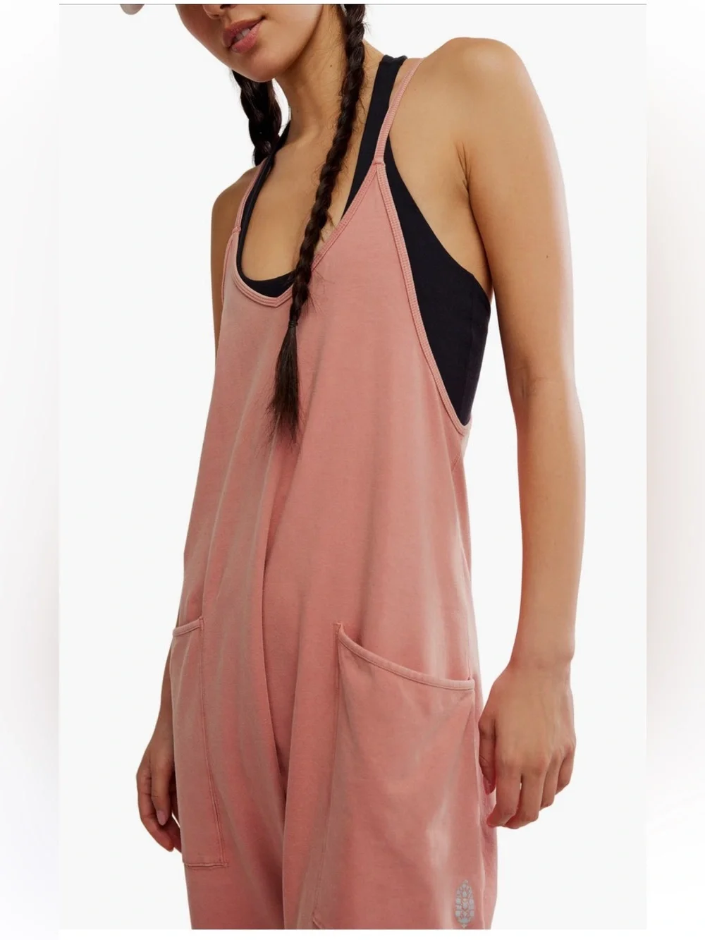 Free People Women’s Hot Shot Dusty Rose/Petal  Relaxed Cotton Jumpsuit Sz XS NWT